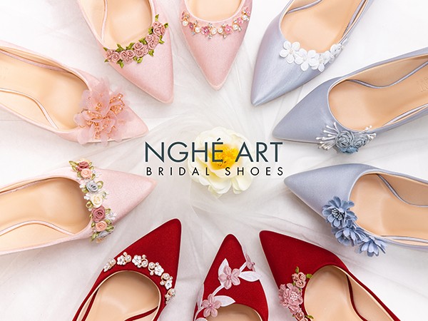 Trọn bộ sưu tập giày cưới lụa satin nhà Nghé Art