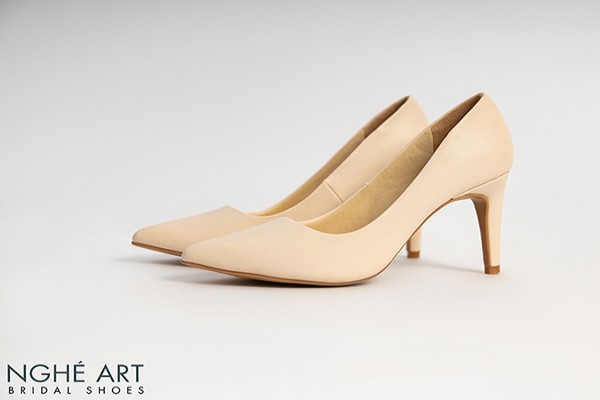 Giày cưới Nghé Art basic cao gót chất da mờ 189 nude - Nude