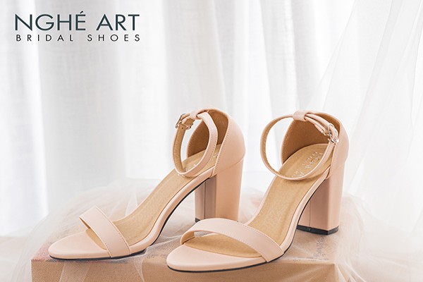 Giày cưới Nghé Art basic quai ngang sandal 195 - Nude - 8 phân