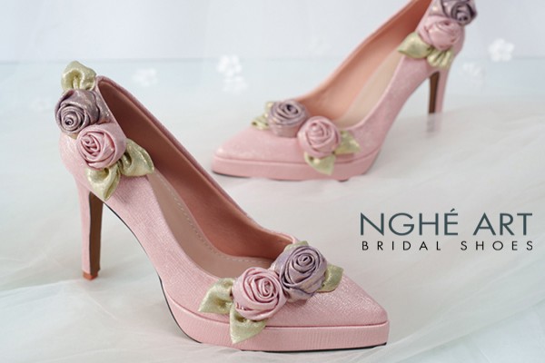 Giày cưới Nghé Art Rose Candy cao gót 12p 559-543-hong-pastel-8b-hong-tim - Hồng pastel - 12 phân