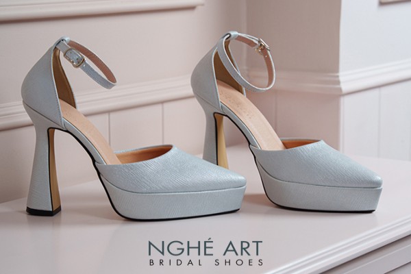 Giày cưới Nghé Art basic 13 phân nhũ xám pastel 481-nhu-xam - Xám xanh pastel - 13 phân