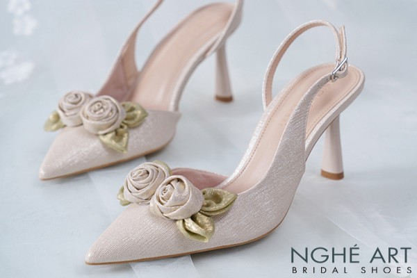 Giày cưới Nghé Art Rose Candy slingback 9p 559-535-vang-pastel-4b - Vàng champage - 9 phân